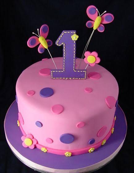 No.1 Shape Cake For Baby Girl (fondant)